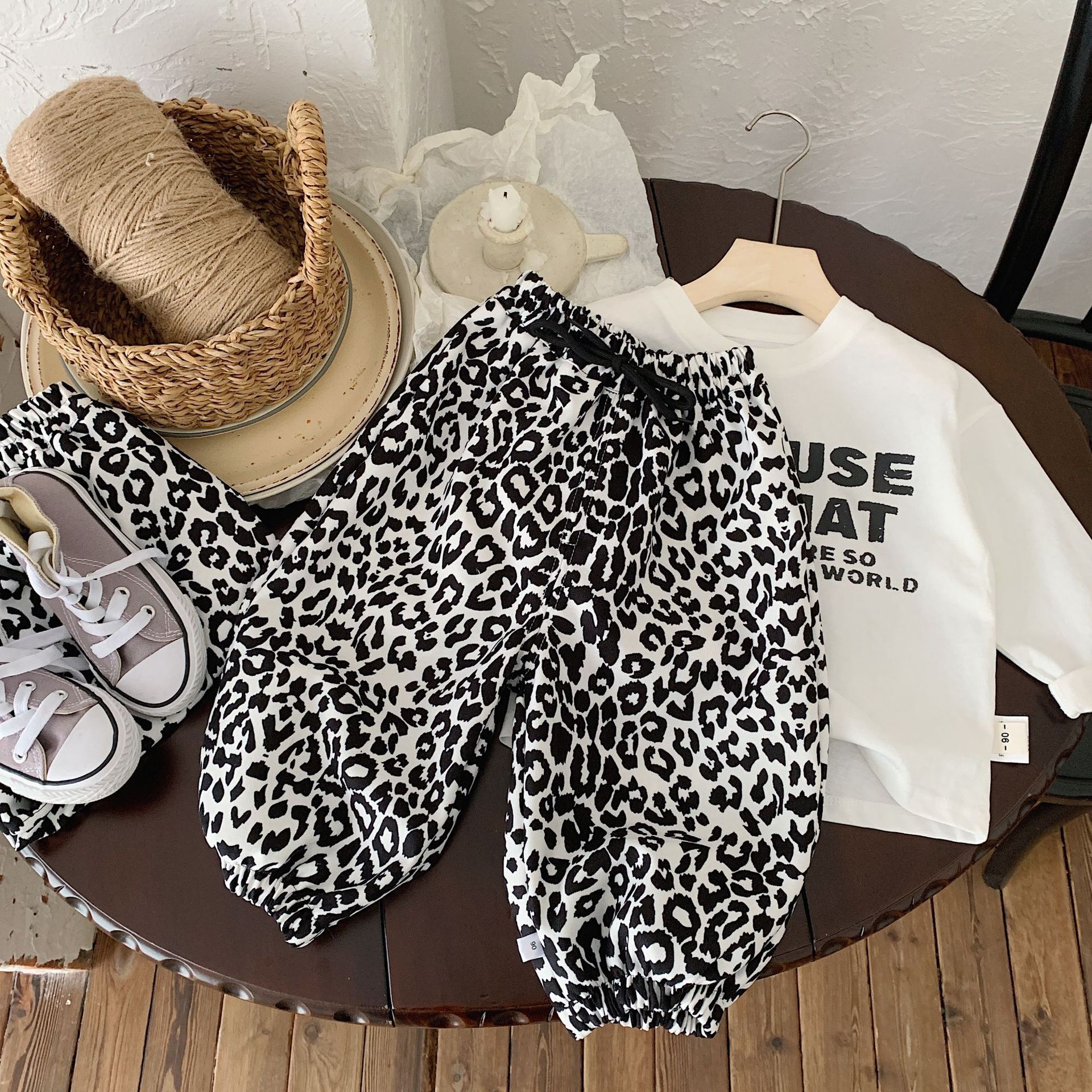 Ddmyshoesvip Spring Boys And Girls Korean Edition Leopard Pattern Trendy Casual Chinese Style Versatile Cool Pants