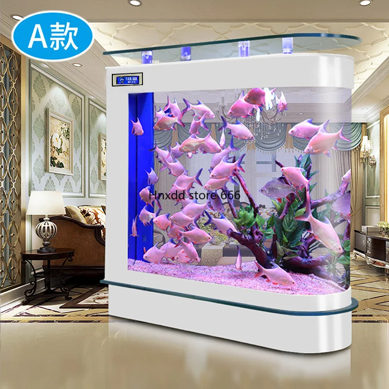 Arc glass fish tank aquarium partition bottom filter fish tank