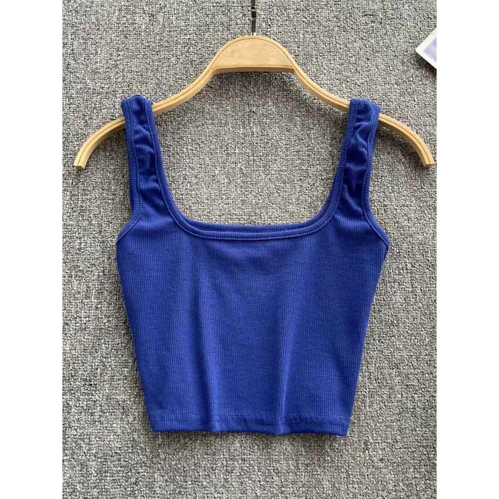 Women Tank Sexy Backless Y2k Slim Fit Bottoming Blouse Solid Crop Top Sleeveless Camis Mujer KLMY