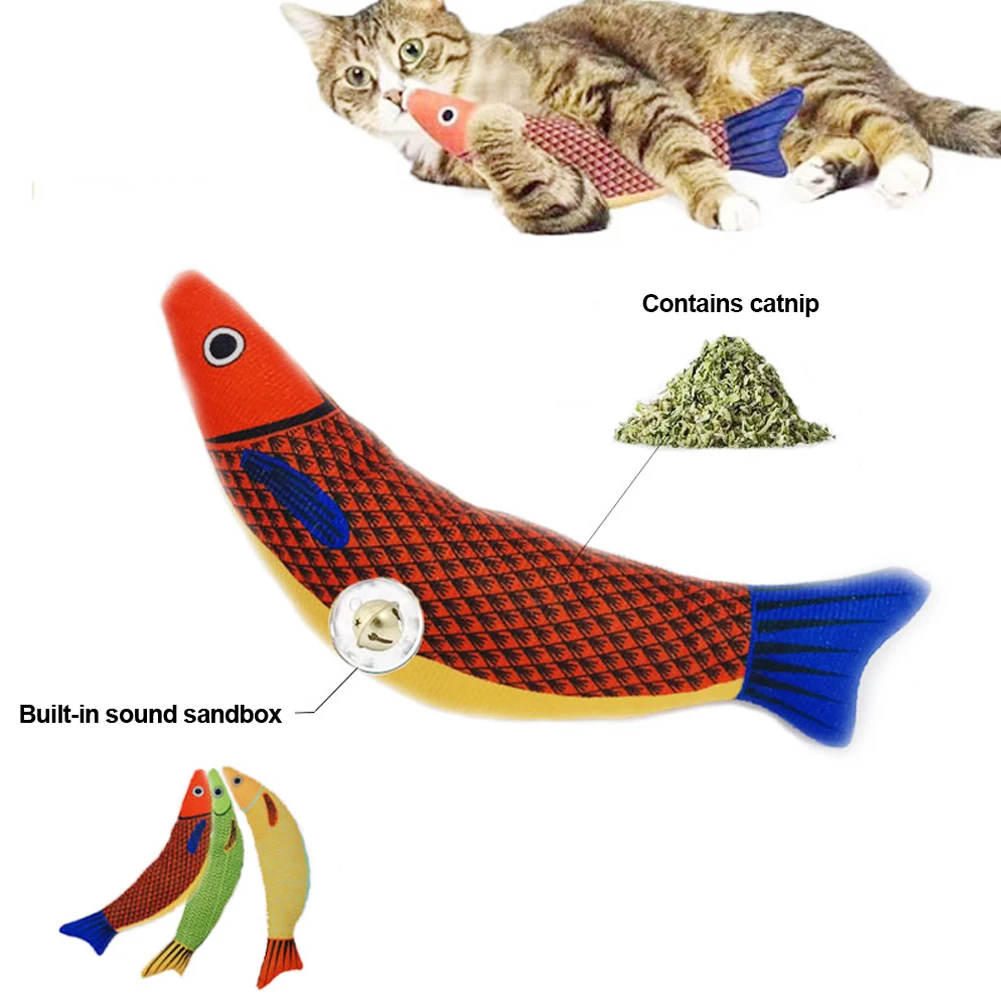 Cat Durable Toy Catnip Simulation Fish Goldfish Kitten Toy Pillowfish Interactive Sounding Chew Bite Plush Toys Pet Cat Supplies