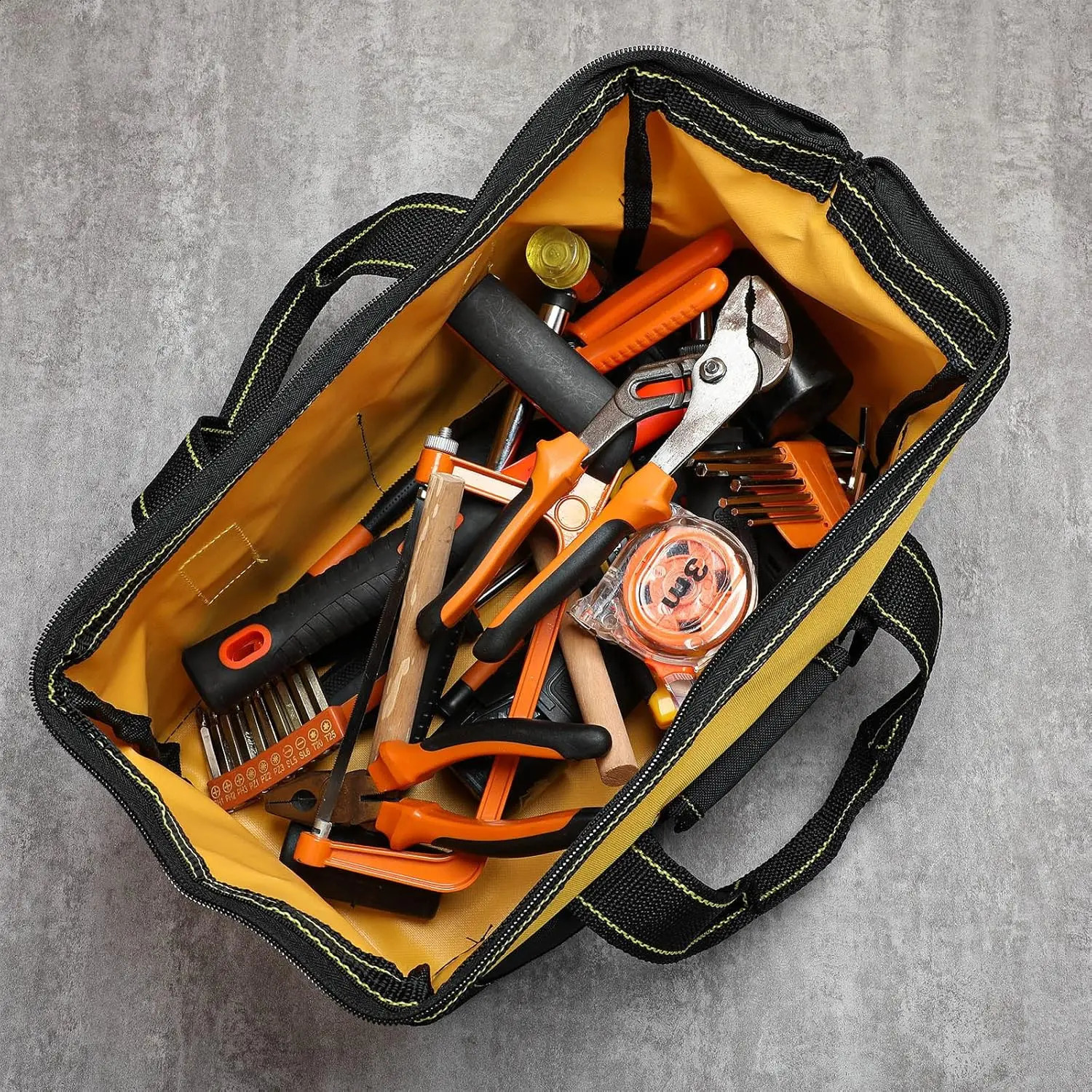 Ship from US 3pack mens tool bag with waterproof hard bottom heavyduty wide mouth suitable for various tools 250305FBB
