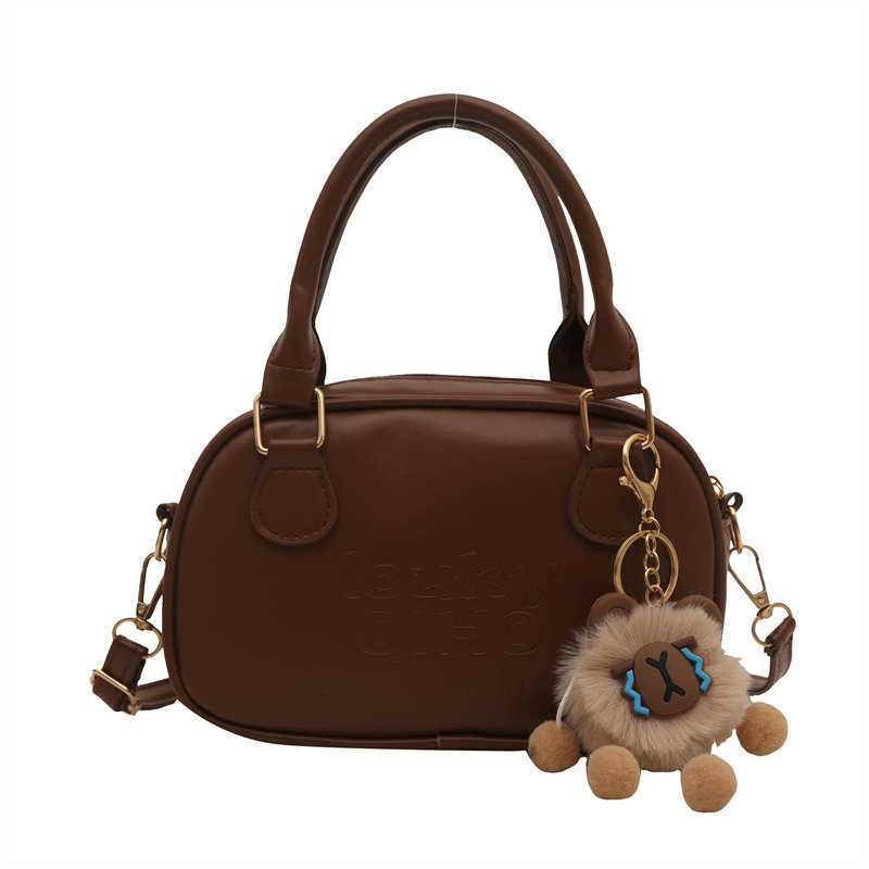 Niche bowling bag for women 2024 new autumn and winter single shoulder crossbody bag high-end texture coffee colored handbag Y250306