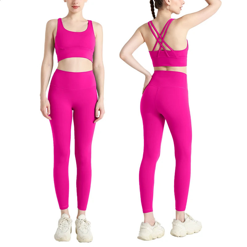 2 Piece Yoga Clothes Womens Tracksuit Quick Dry Set Breathable Fitness Suit Fitness Clothing Sports Bra Leggings Suit 250305