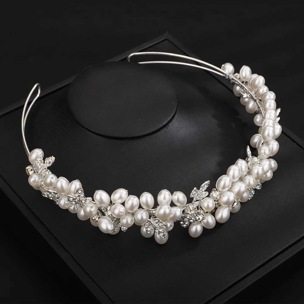 Pearl Rhinestone Silver Diamond Bridal Crown Fashion Party Headpiece Used for Wedding Hair Accessories Vintage Band Jewelry X250306