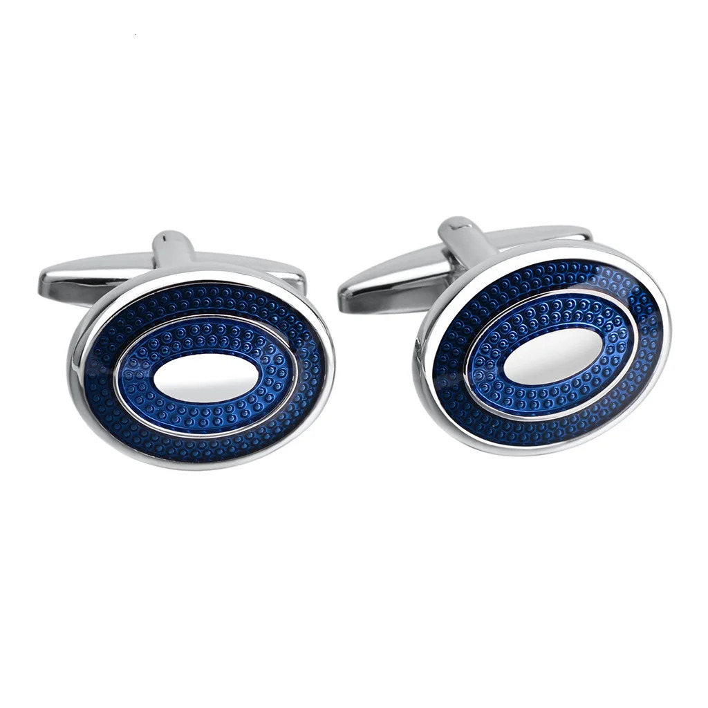 SAVOYSHI est Blue Enamel Cufflinks for Mens Oval Cuff buttons High Quality Cuff link man Business Gift Free Custom Name 250227