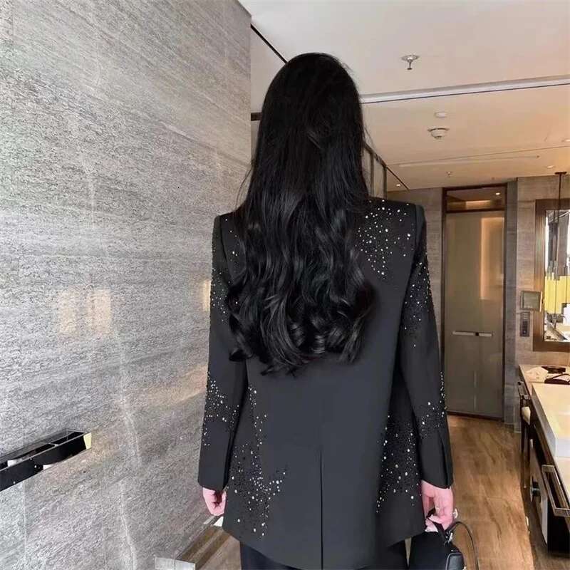 High-Grade Rhie Black Small Suit Jacket Female 2025 Spring And Autumn New Double-Breasted Loose Casual Fashion Blazer Top