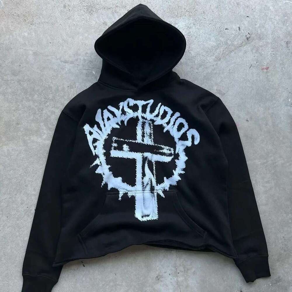 Autumn and Winter New Style Fried Street Cross Printed Unisex Design Sense Young Fashion Hoodie Sweatshirt gift for man