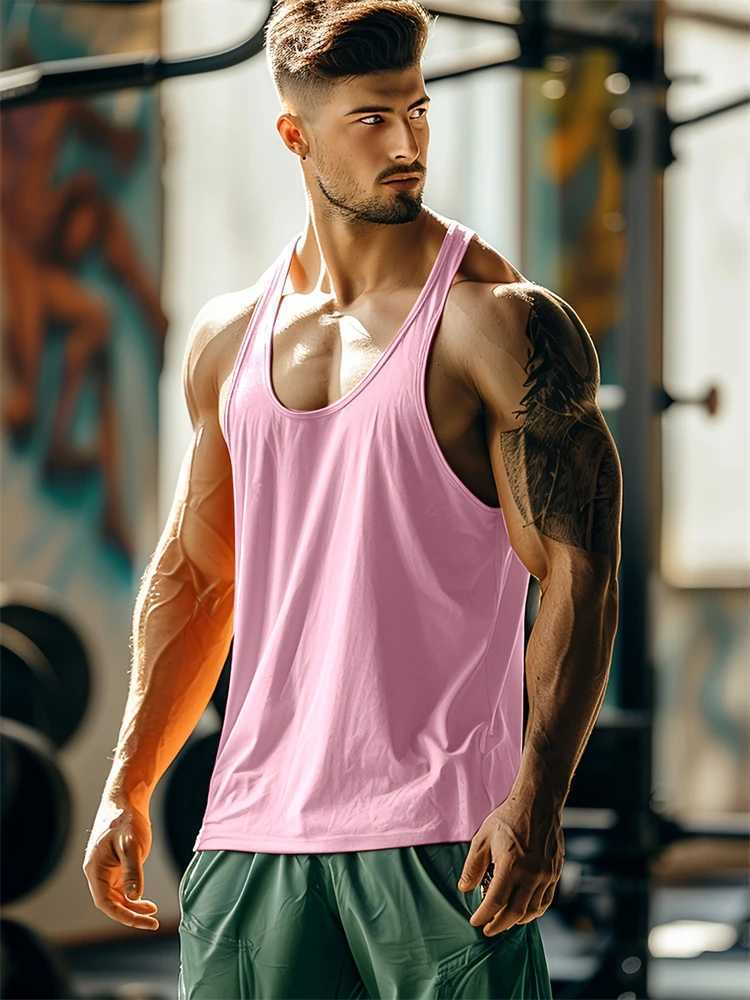 2025 Summer New Solid Color Fitness Mens Tank Top Running Outdoor Tank Top Quick Dry Sweat Mens Sleeveless UndershirtT250318