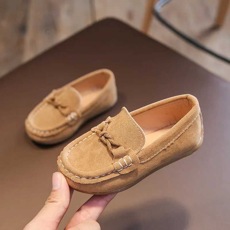Children Shoes 2024 Spring Autumn Kids Slip-on Shoes Boys Loafers Soft PU Leather Toddler Casual Shoes Gray BrownT250306