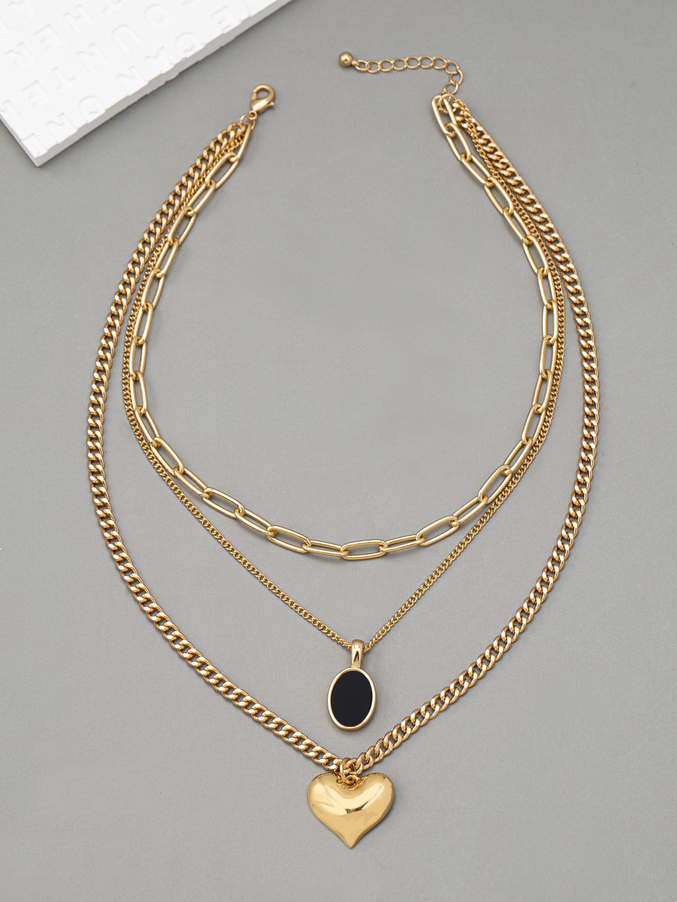 Ins Metallic Temperament Multi-layered Love Pendant Personality Necklace Collar Women's Jewelry