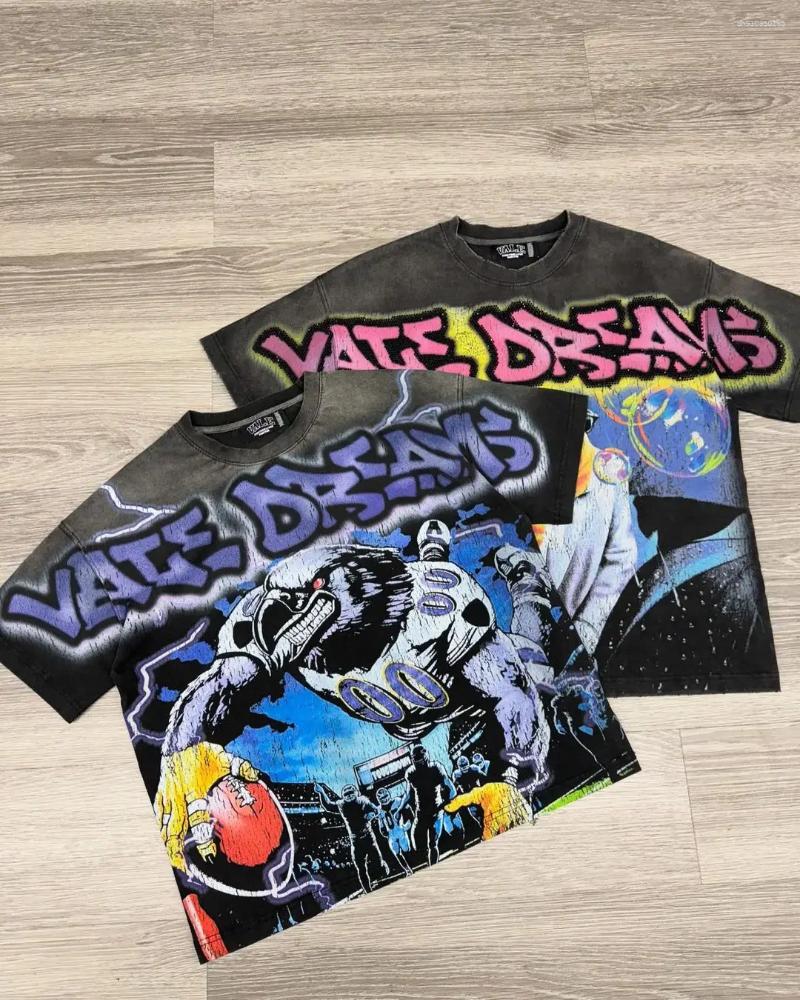 Men's T Shirts Vintage Big Graphic Oversized Tops Harajuku Gothic American All Cotton Short Sleeve Shirt Men Clothing