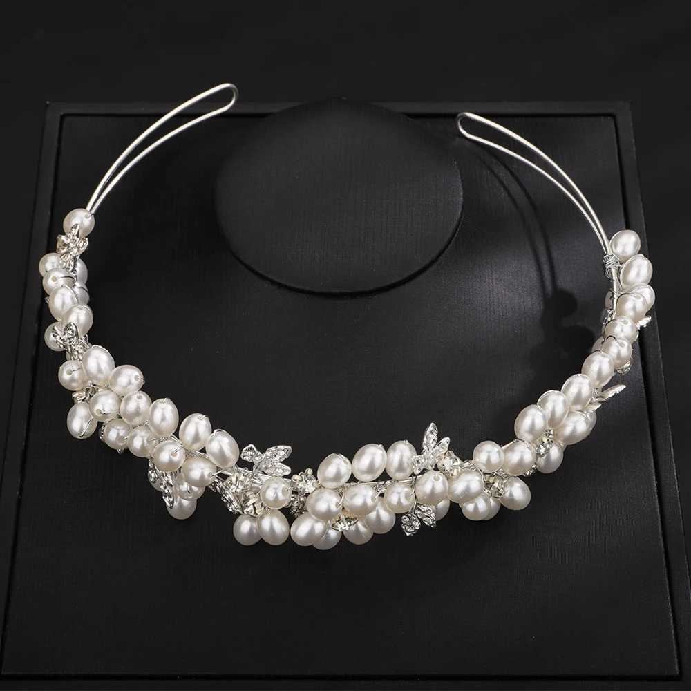 Pearl Rhinestone Silver Diamond Bridal Crown Fashion Party Headpiece Used for Wedding Hair Accessories Vintage Band Jewelry X250306