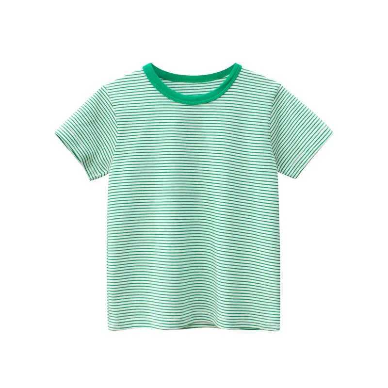 2024 Children Short T-Shirts Clothes for Boy 100% Cotton Short Sleeve Green Blue Red Striped Kids Casual Sport Top TeesT250306