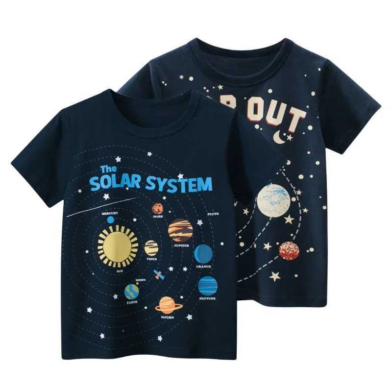 2025 New Toddler Kid Baby Boys Girls Clothes Summer Cotton T Shirt Short Sleeve Cartoon Space Children Top Infant OutfitT250306