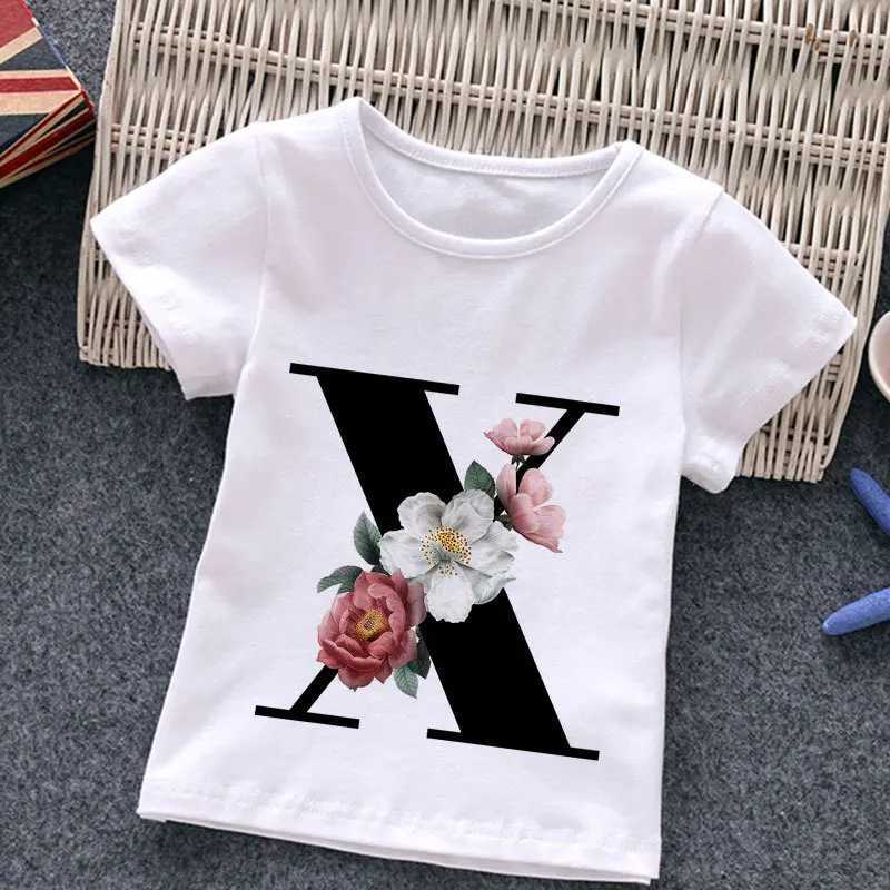Alphabet Kids Baby Fashion Childrens Printed T-shirt Short Sleeve Clothes Boys and Girls Round Neck Letter Print T-shirtT250306