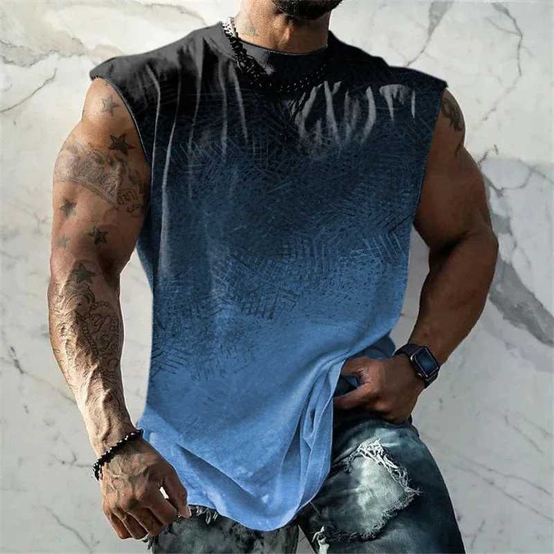 Mens 3D Print Vest Top Sleeveless T Shirt for Men Graphic Gradient Fashion Designer Muscle Daily Sports Gym T shirt SleevelessT250318