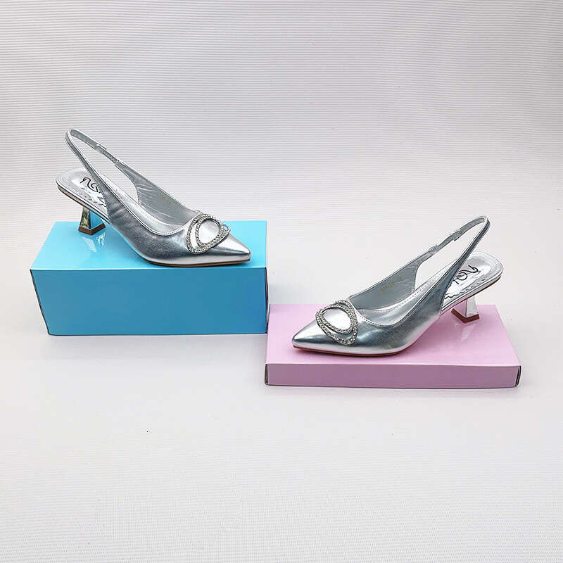 2025 new autumn and winter versatile high-heeled women's pointed bare color single shoes thin heel French fairy toe sandals