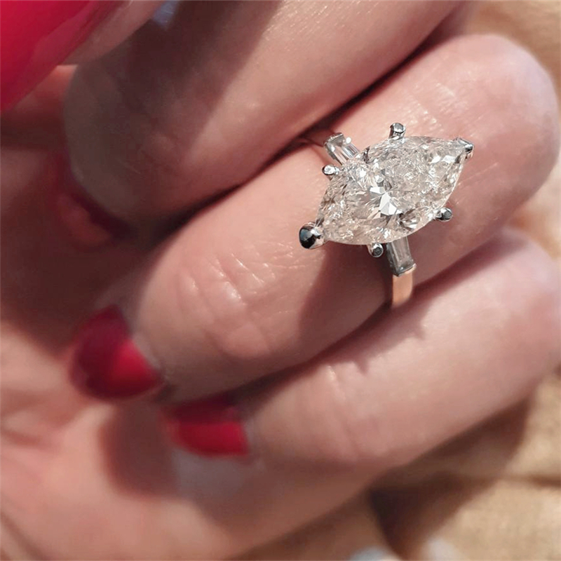 18K Solid Gold 3.0ct Marquise Cut Lab Grown Diamond Solitaire Women Engagement Ring Victorian Wedding Gold Ring