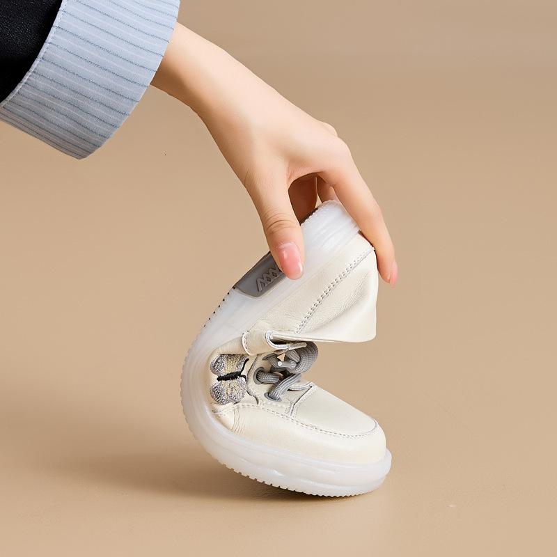 Soft soled genuine leather cowhide sole white shoes for women 2025 new spring and autumn women's shoes soft cowhide single shoes casual mom leath