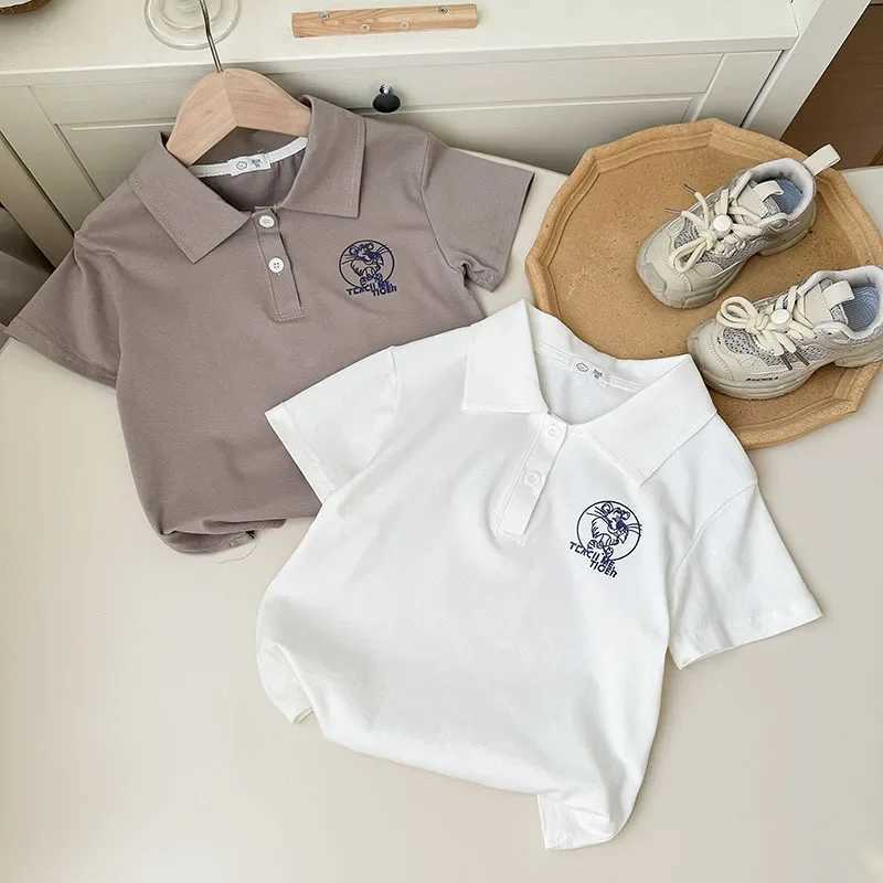 Baby Girls Boys Polo Shirt Kids Short Sleeved White Shirts School Uniform Top Tees 2025 Summer Childrens Casual ClothingT250306