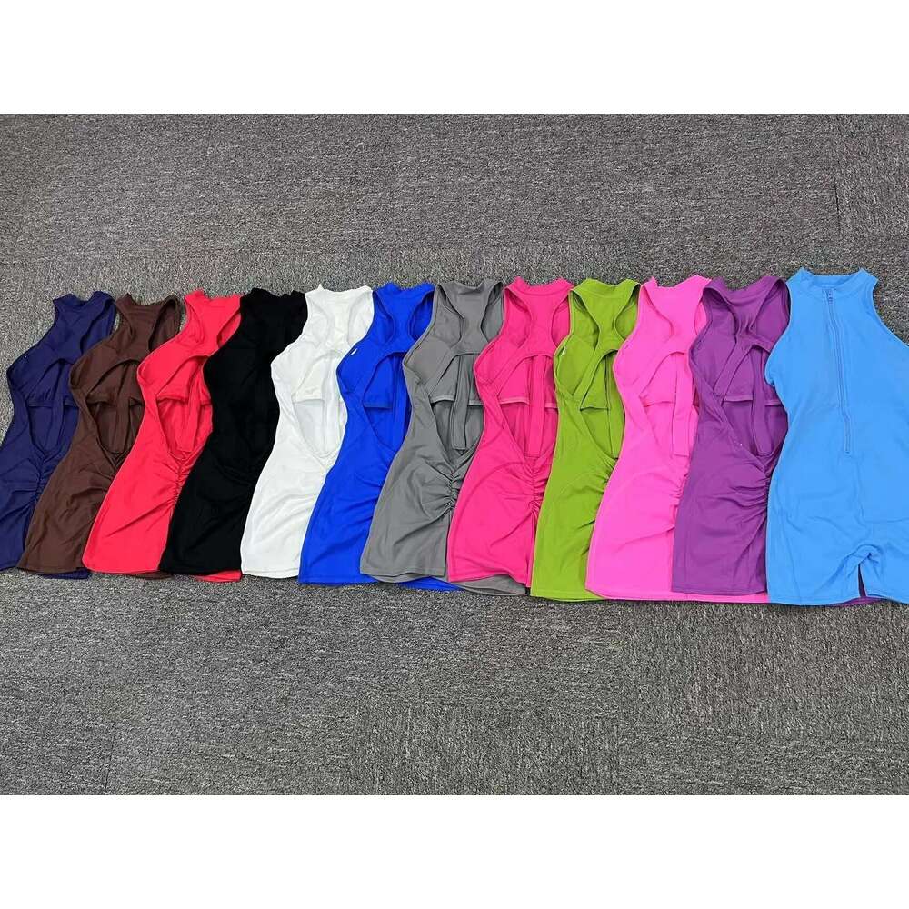 New V Cut Zip Up Rompers Scrunch Butt Yoga Sets Racerback Jumpsuit For Women Fiess Gym Clothing Workout Open Back Sports Suit KLMY