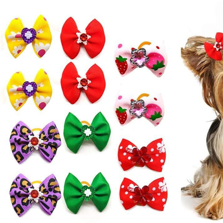 100PCS Cute Handmade Puppy Dogs Hair Bows Pet Dog Hairs Accessories Flower Bows Dog Grooming Bows for Small Dogs Pet Products LT1628