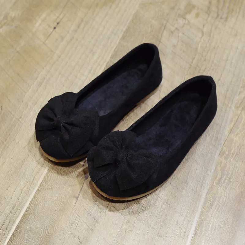 Kids Bowtie Moccasin Loafers Spring Autumn Girls Princess Sweet Shoes Casual Bow-knot Soft Childrens Suede Shoes Toddler ShoesT250306