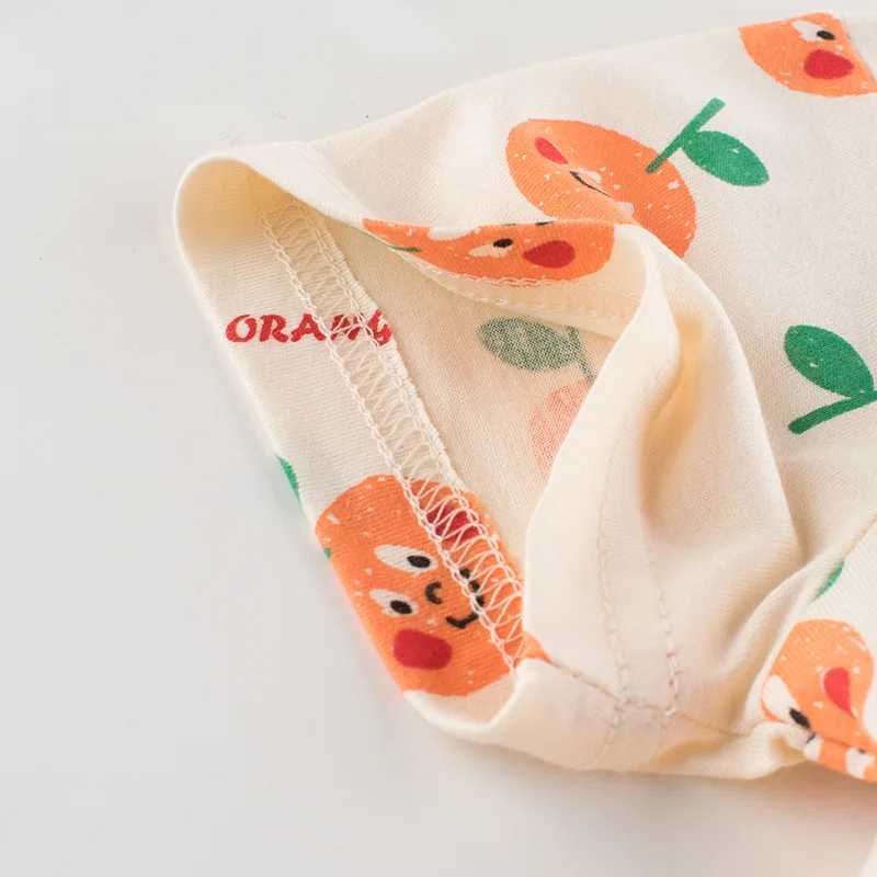 2-8T Toddler Kid Baby Girls Clothes Orange Print T Shirt Cute Sweet Cotton Tshirt Summer Basic Top Tee Children OutfitT250306