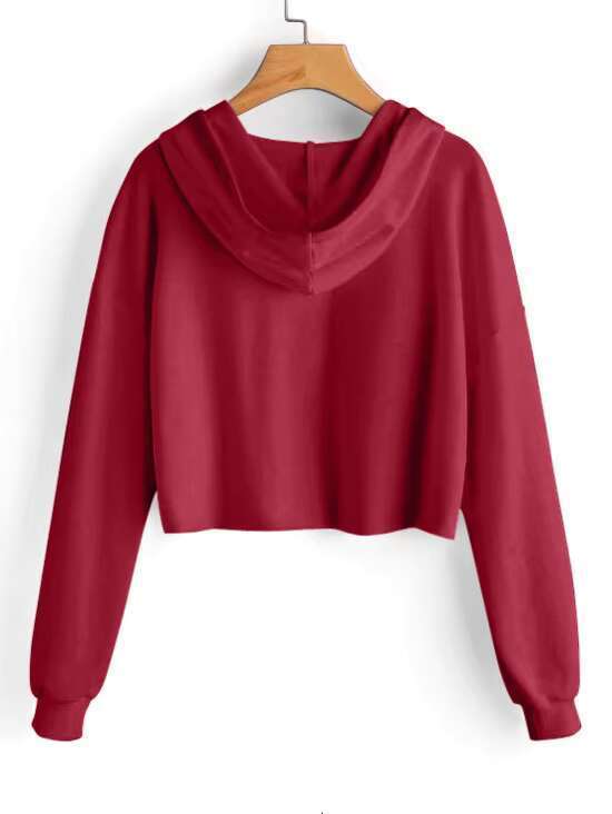 Custom Ladies Fall Fashion Long Sleeve Cotton Drop Shoulder Cropped Women's Hoodie