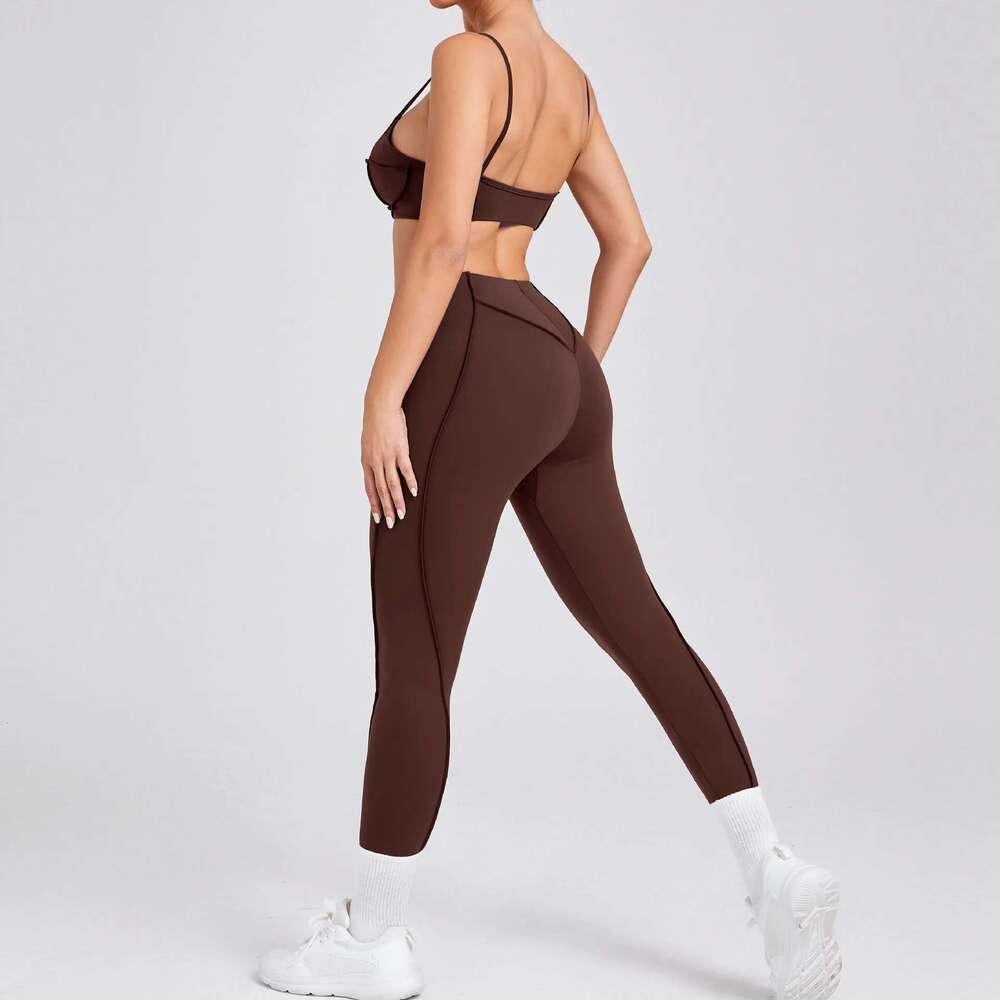 New Yoga Set Women Tracksuit Workout Athletic Suit Gym Push Up Legging Fiess Bra Sports Active Wear KLMY