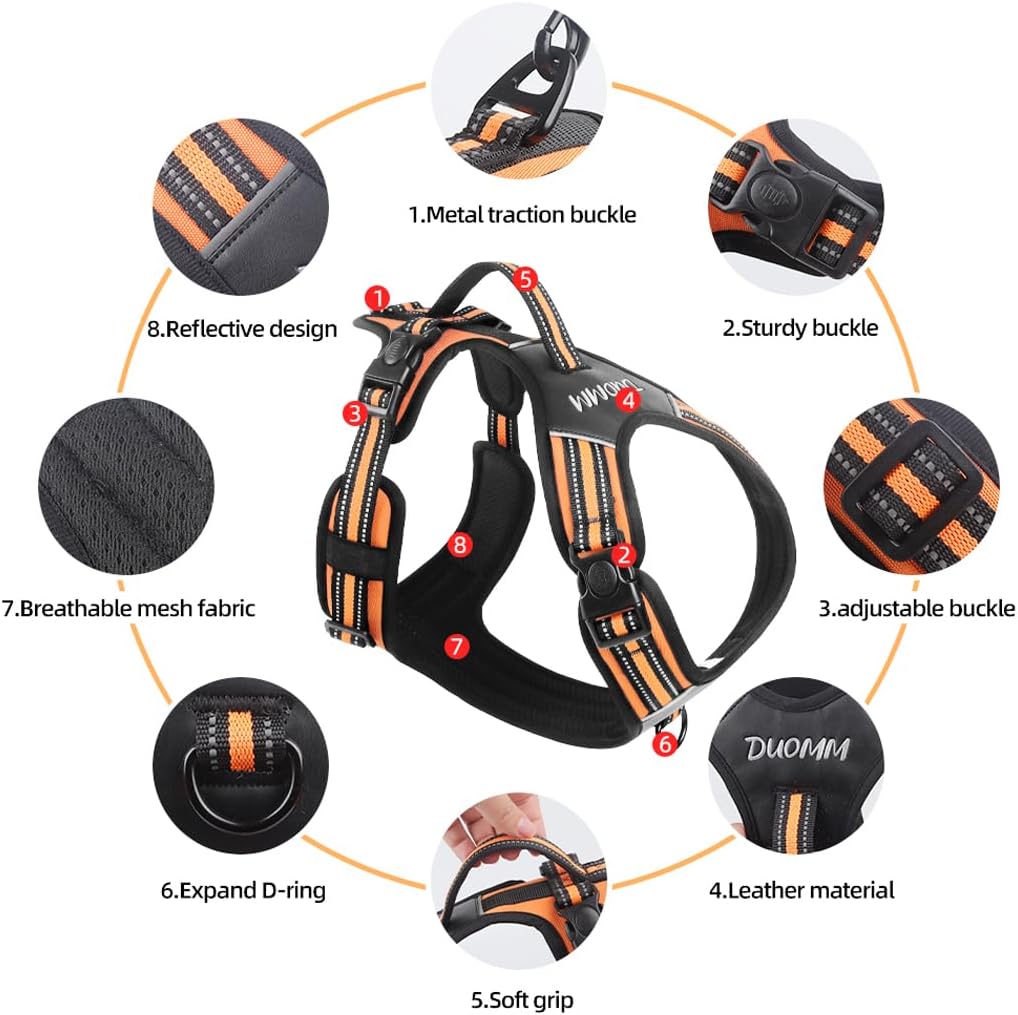 Optimized: Heavy-Duty No-Pull Tactical Dog Harness with Handle - Reflective Adjustable Military Vest for Large Dogs, Perfect for Walking, Hiking & Out