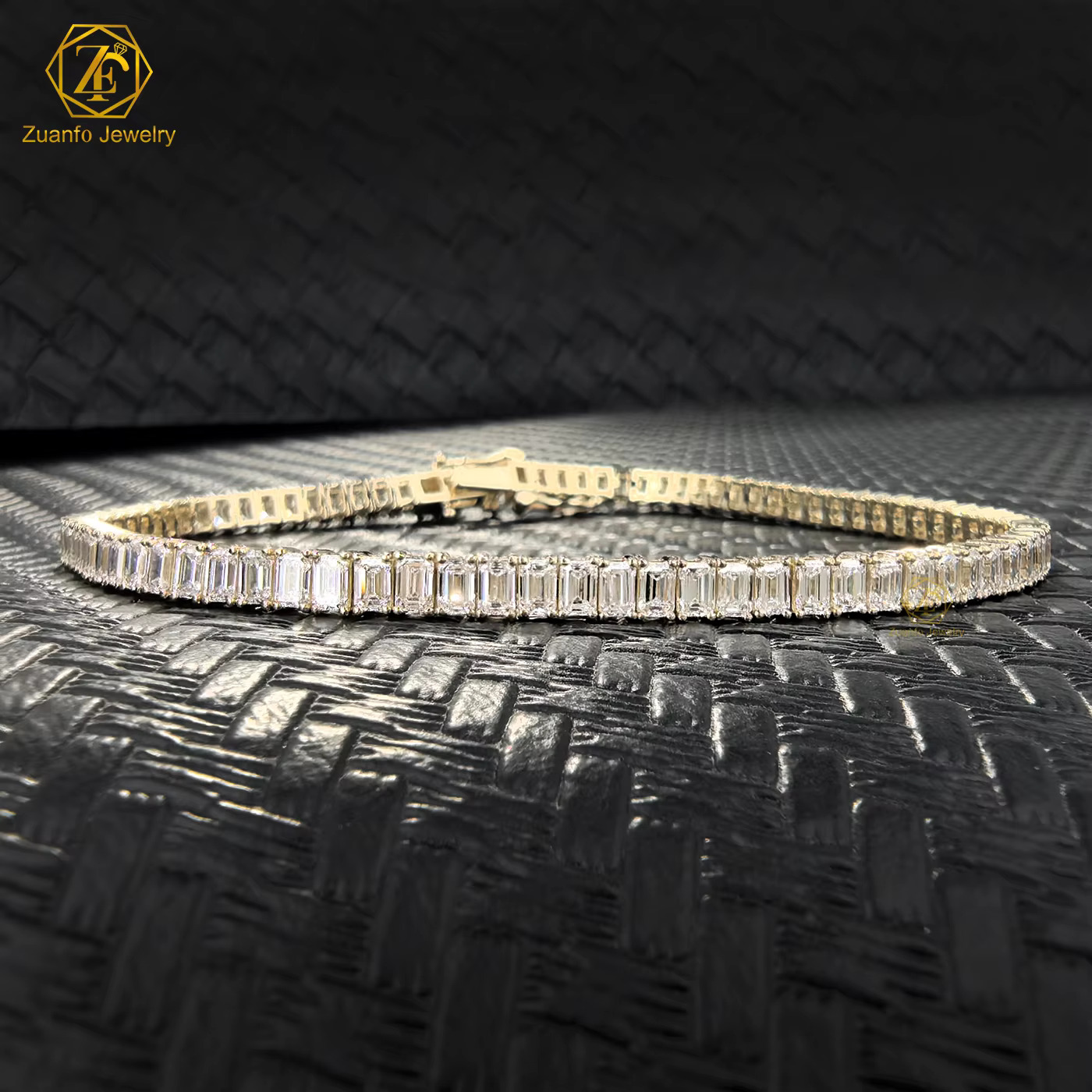 Latest Design Fine Jewelry VVS1 Lab Diamonds Tennis Bracelet Emerald Cut 14k Gold Lab Grown Diamond Tennis Chain