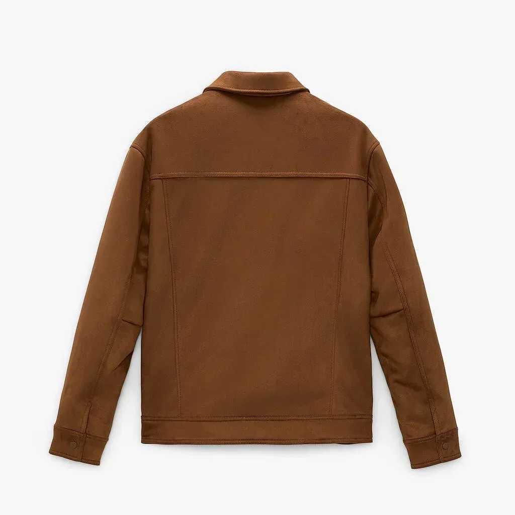 Mens Jacket Suede Lapel Single Breasted Long Sleve Outerwear Coats Spring Autumn Fashion Streetwear Menswear CardiganT250306