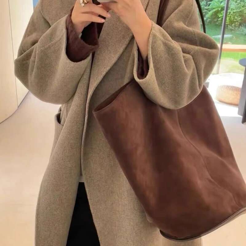 Oversized Capacity Faux Suede Tote Bags For Women Designer Handbags Purses 2025 New In Vintage Shell Type Bucket Shoulder