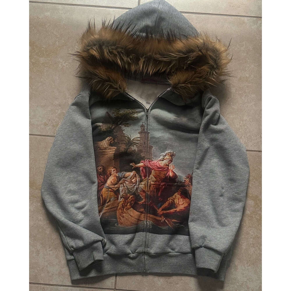 Y2K American style Harajuku printed pattern long sleeved top, stylish jacket, loose and high-quality hooded sweatshirt