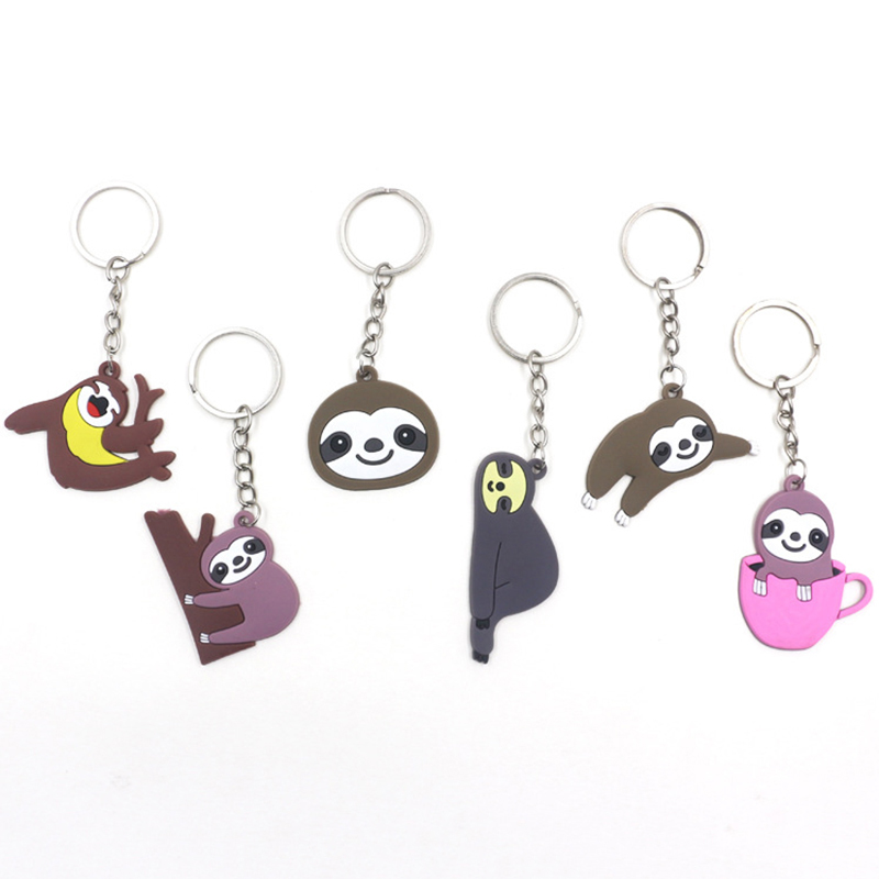 PVC Sloth Keychain Cute Cartoon Keychain Pendant Car Accessories Keyring Key Chain