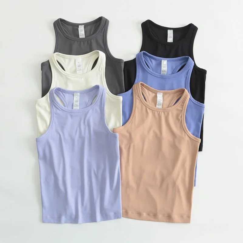 Dupe Womens Waist-Length Racerback Tank Top Buttery-soft Four-way Stretch Tight Fit Yoga Shirts Summer Breathable Sports VestT250318
