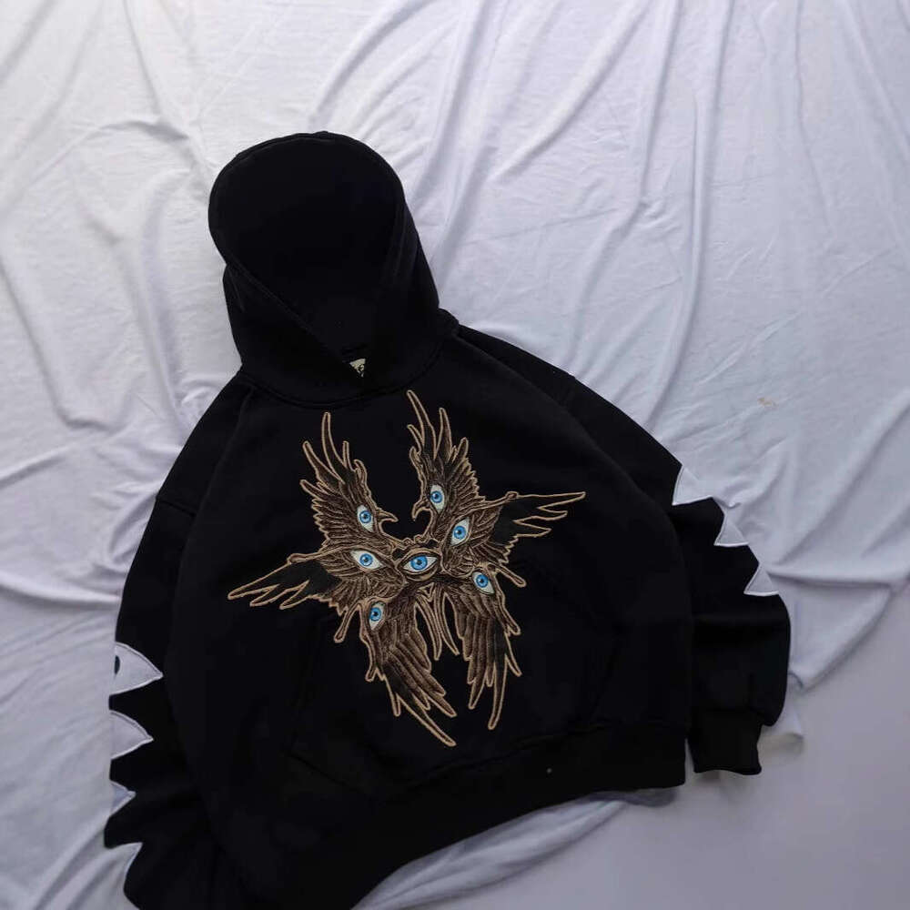 New Mysterious Eye Pattern Unique Style Design Black Street Fashion Personalized Hoodie