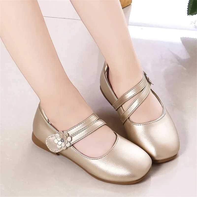 Girls Shoes Princess Floral Big Girl Shoes Kids Shoes For Girls Soft PU Leather With Flowers Sweet Cute Children Flats Mary JaneT250306