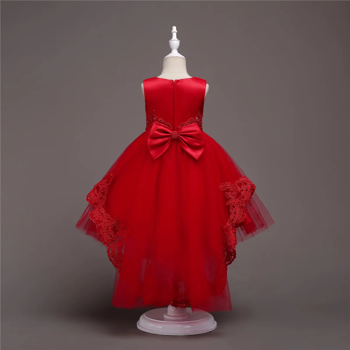 Girls Puffy Princess Sleeveless Beaded Flowers Embroidery Tulle Lace Tutu Dress For Evening Birthday Party Kids Clothes #584 250305