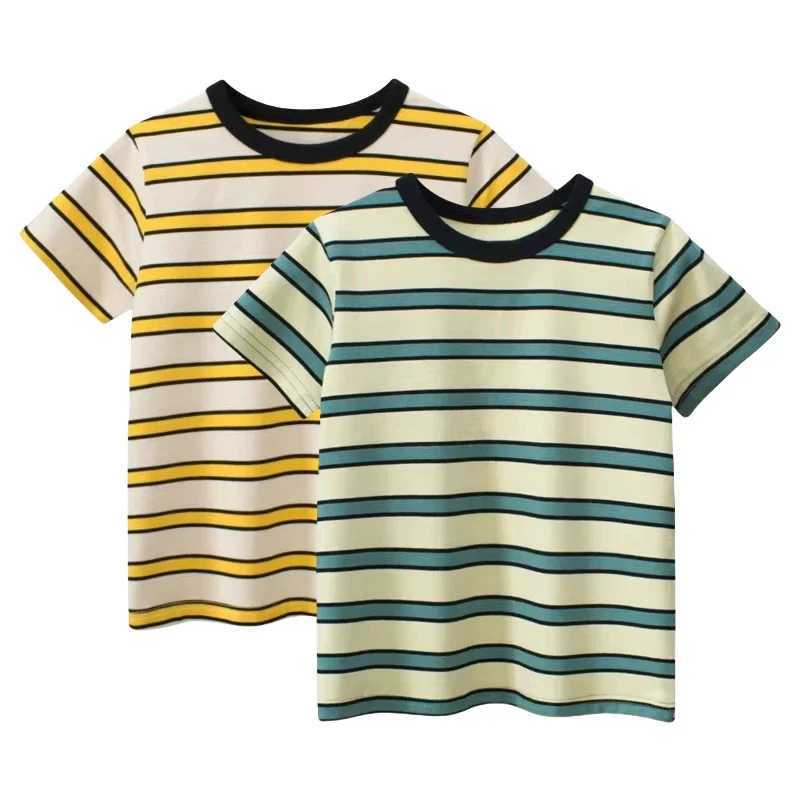 Brand New Striped T Shirt Boys 2025 Summer Childrens Clothing Short Sleeve O-Neck Cotton Tops Tees Kids Clothes 2-10YT250306