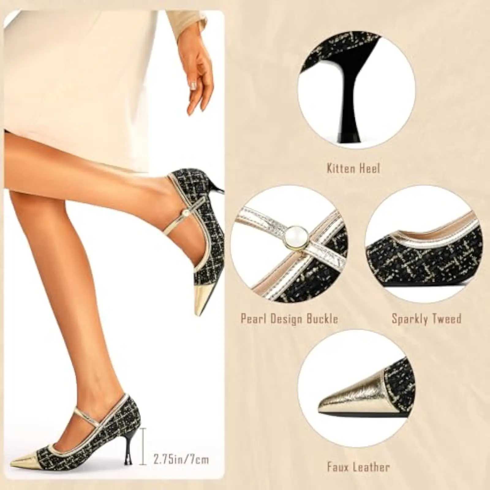 The kitten foot pump of Wen Mary Jane designed pearl buckle sparkling strap and patented toe spot - very suitable for shape Y250306