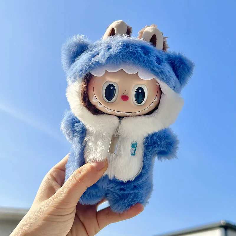 17cm Cute Mini Plush DollS Clothes Outfit Accessories For Korea Kpop Exo Labubu Idol Dolls shark onesie Clothing DIY Girl GiftT250307