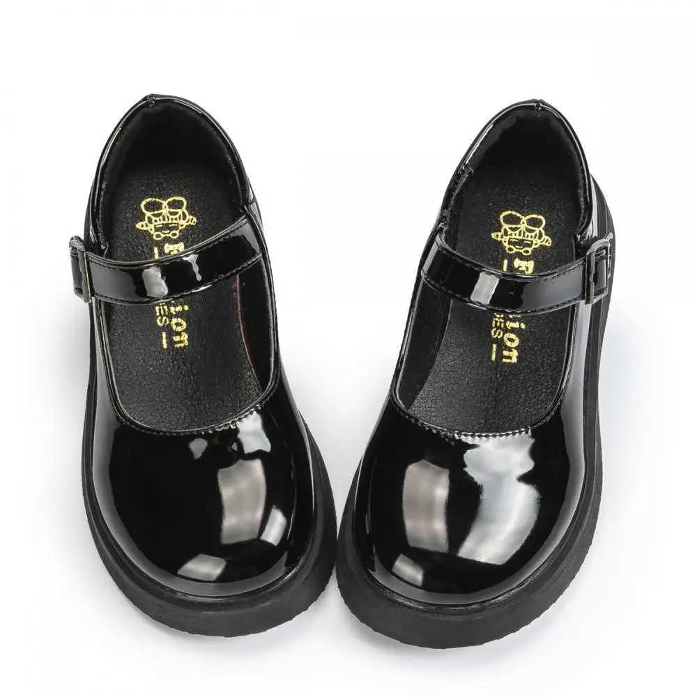 Spring Autumn Glossy Childrens Leather Shoes Fashion Campus Childrens Shoes Anti-Slip Waterproof Platform Soft ComfortableT250306