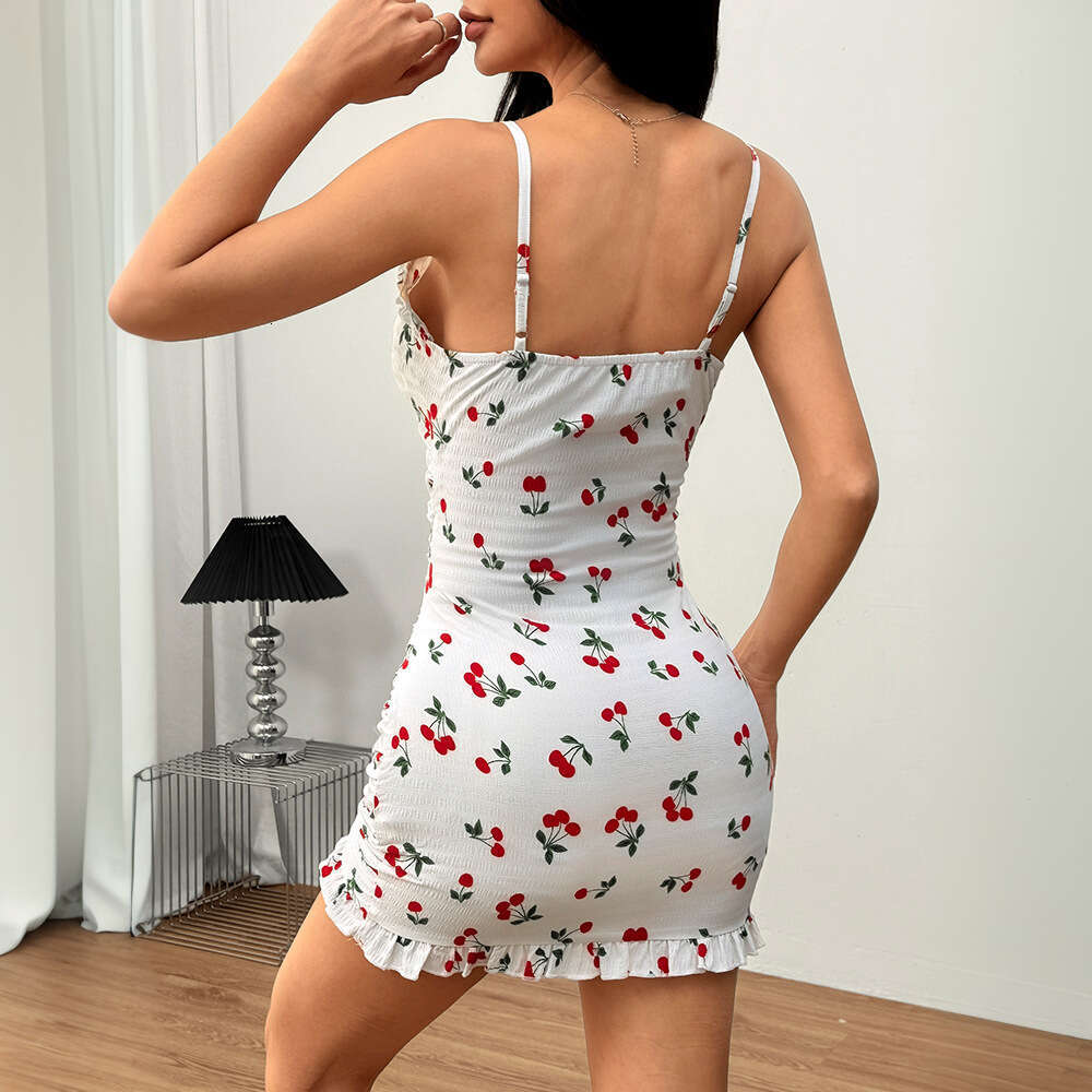 2005 Spring/Summer New Women's Sexy Sweet Hip Hing Mini Skirt Cherry Strap Dress KLMY