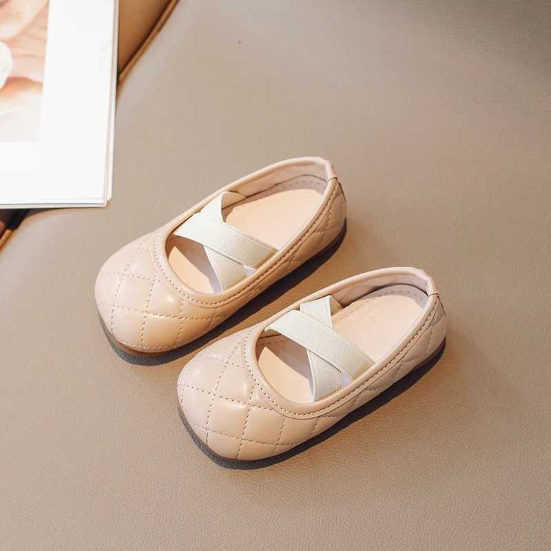 Children Flat Shoes Sewing Square Toe Soft Pu Leather Girls Princess Shoe Spring Elastic Band Leisure Slip-on Kids Shoe 21-35T250306