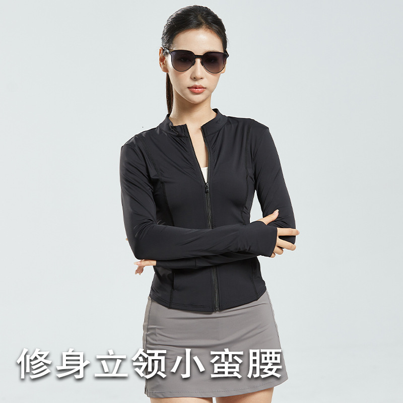 tracksuit Slim standing collar original yarn sun suit slim fit hood for women, breathable and UV resistant UPF50+sun protection shirt