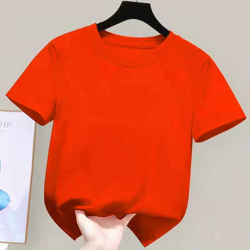180gsm Fabric 100% Cotton Children Boy Girl T shirt 2024 New Summer Women Short Sleeve T-Shirt Cute Style White Solid Color TopsT250306