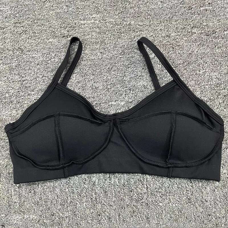 Women Nude Straps Yoga Bra Squat Proof Sports Workout Chest Pad Underwear Fiess Sexy Female Active Wear Top KLMY