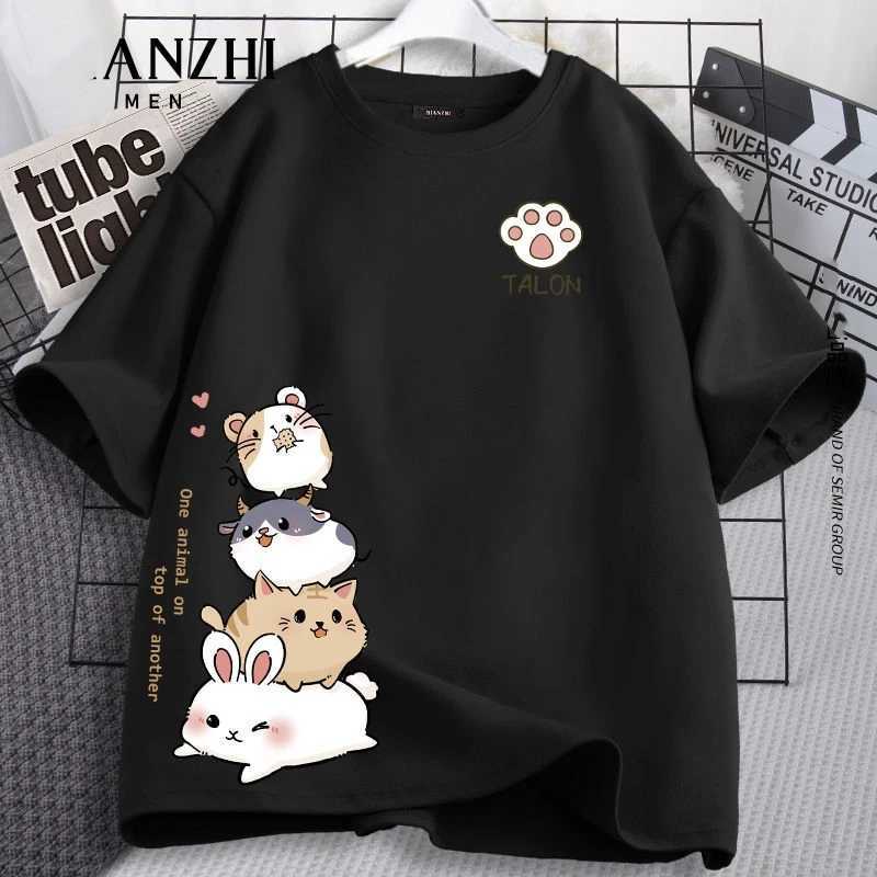 Kids Summer Cotton Short Sleeve T-Shirt Top Cute Critter Print Girls School T-Shirt Home Soft Pajama T-Shirt Street Tee TopsT250306